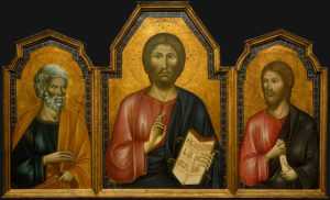 Jesus (center) his brother James (left) and Peter (right). 
